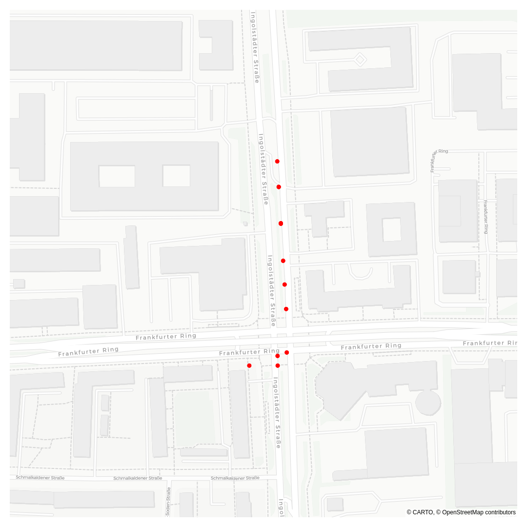 Ein Kartenausschnitt mit dem Unfallschwerpunkt