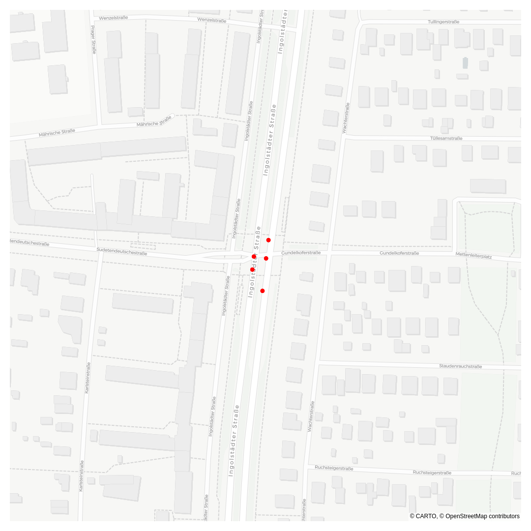 Ein Kartenausschnitt mit dem Unfallschwerpunkt