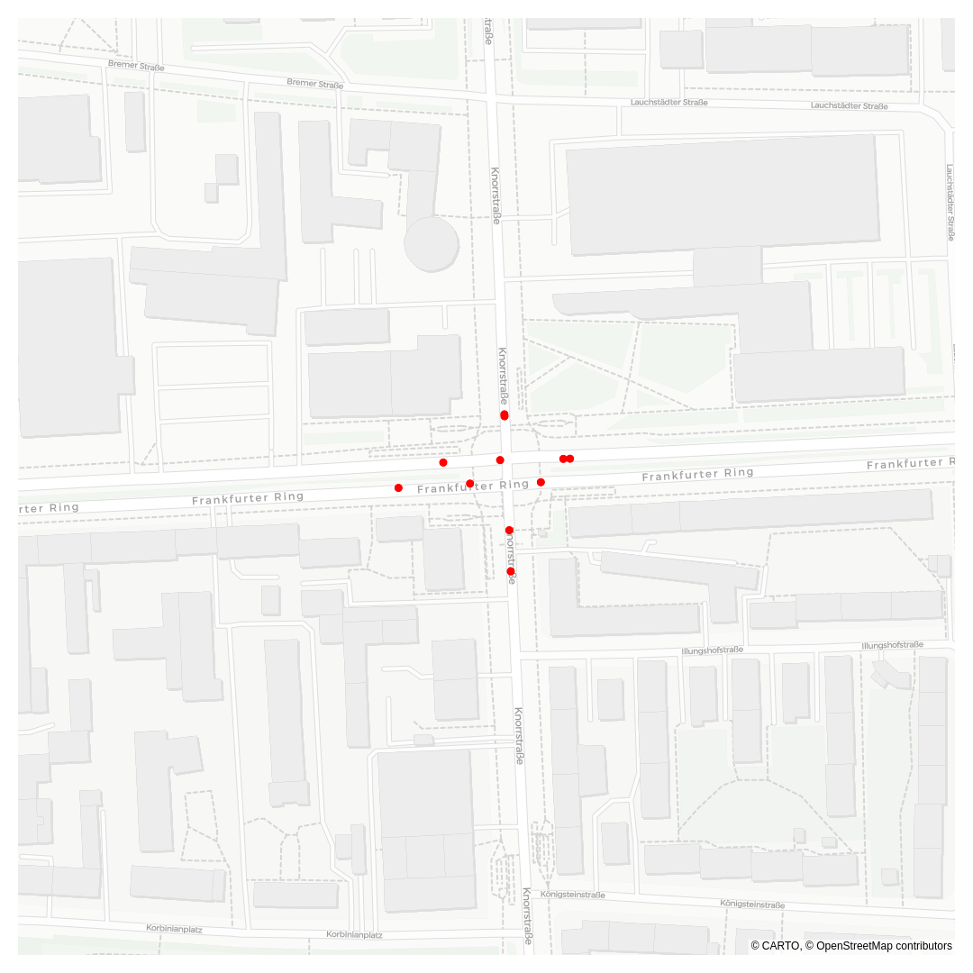 Ein Kartenausschnitt mit dem Unfallschwerpunkt